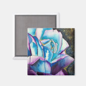 Blaue lila gotische Aquarellkunst Rose Magnet (Vorderseite/Rückseite)