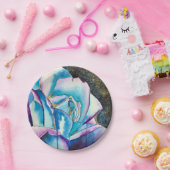 Blaue lila gotische Aquarellkunst Rose Pappteller (Party)