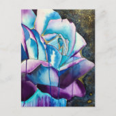 Blaue lila gotische Aquarellkunst Rose Postkarte (Vorderseite)