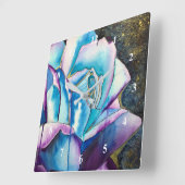 Blaue lila gotische Aquarellkunst Rose Quadratische Wanduhr (Winkel)