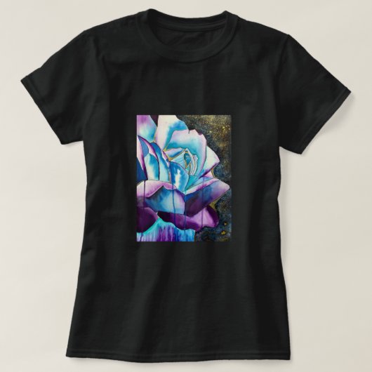 Blaue lila gotische Aquarellkunst Rose T-Shirt