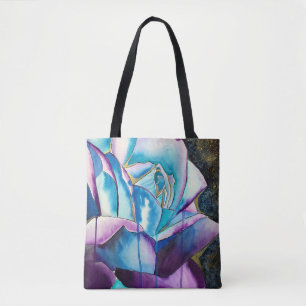 Blaue lila gotische Aquarellkunst Rose Tasche