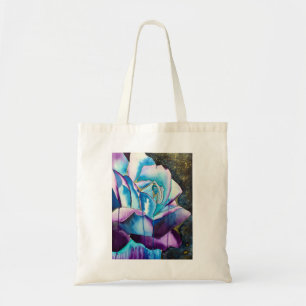 Blaue lila gotische Aquarellkunst Rose Tragetasche