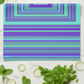 Blaue Lila grüne Rechtecke Geometrische Kunst Geschirrtuch (Gefaltet)