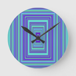 Blaue Lila grüne Rechtecke Geometrische Kunst Runde Wanduhr