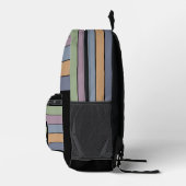 Blaue Lila grüne Senf Gelbe Streifen Bedruckter Rucksack (Rechts)