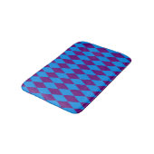 Blaue Lila Harlekin Karomuster Design Badematte (Schrägansicht)