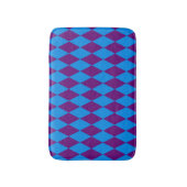 Blaue Lila Harlekin Karomuster Design Badematte (Vorderseite Vertikal)
