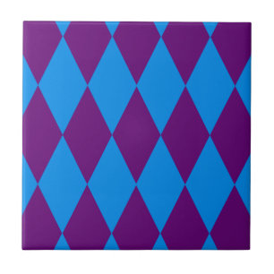 Blaue Lila Harlekin Karomuster Design Fliese