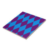 Blaue Lila Harlekin Karomuster Design Fliese (Seite)