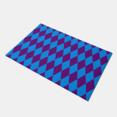 Blaue Lila Harlekin Karomuster Design  Fußmatte (Schrägansicht)