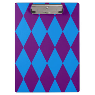 Blaue Lila Harlekin Karomuster Design Klemmbrett