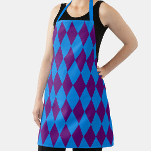Blaue Lila Harlekin Karomuster Design  Schürze