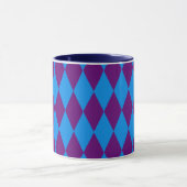 Blaue Lila Harlekin Karomuster Design Tasse (Zentrum)