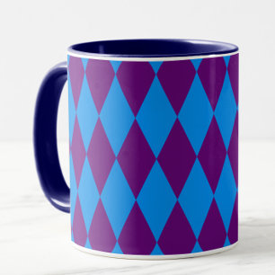Blaue Lila Harlekin Karomuster Design  Tasse