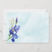 Blaue lila Hochzeit mit Blumenbezug Einladung (Rückseite)