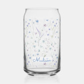 Blaue Lila Hübsche Wildblumen Blumenmuster Dosenglas (Vorderseite)