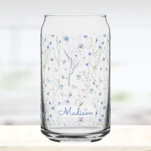 Blaue Lila Hübsche Wildblumen Blumenmuster Dosenglas