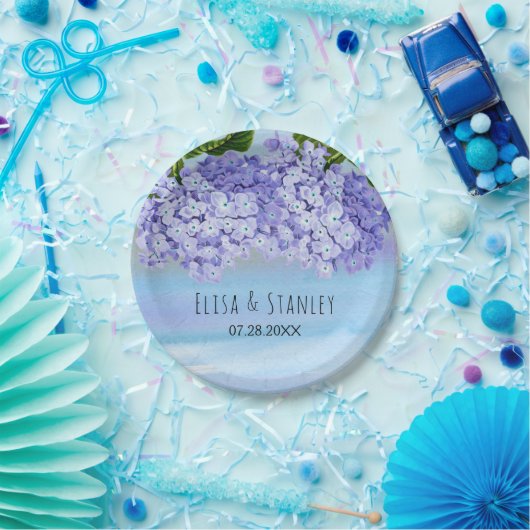 Blaue lila Hydrangea-Blume Hochzeit Pappteller (Party)