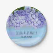 Blaue lila Hydrangea-Blume Hochzeit Pappteller (Vorderseite)