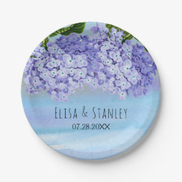 Blaue lila Hydrangea-Blume Hochzeit Pappteller