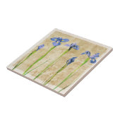 Blaue Lila Iris Blume Brauner Hintergrund Blumenbe Fliese (Seite)