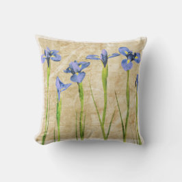 Blaue Lila Iris Blume Brauner Hintergrund Blumenbe Kissen