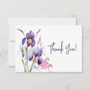 Blaue Lila Iris Garten Floral Aquarell Dankeskarte