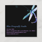Blaue Lila Libelle Quadratische Visitenkarte (Rückseite)