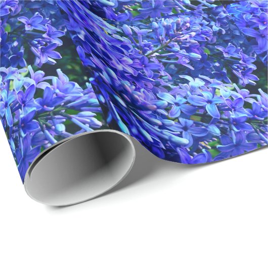 Blaue lila Lila romantisches blaues Foto mit Blume Geschenkpapier (Rolleneckpunkt)