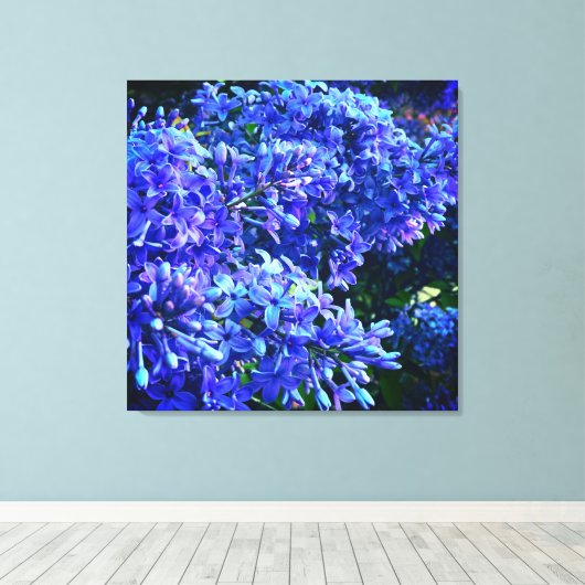 Blaue lila Lila romantisches blaues Foto mit Blume Leinwanddruck (Insitu (Holzboden))