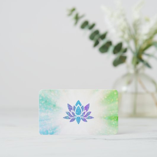 *~* Blaue Lila Lotus-Rays Reiki Energy Healing Visitenkarte (Stehend Vorderseite)