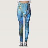 Blaue lila Marmorplatte abstrakter Scifi Leggings (Vorderseite)