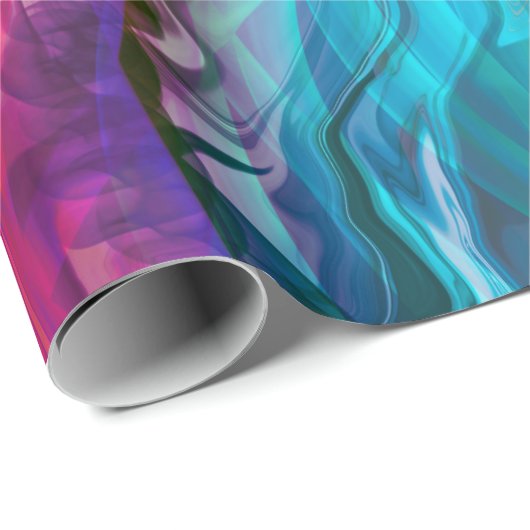 Blaue lila Marmorwellen Geschenkpapier (Rolleneckpunkt)
