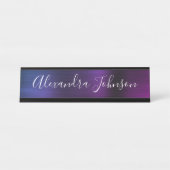 Blaue Lila Metallic FoxTown Factory Stores Schreibtischnamensplakette (Vorderseite )