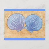 Blaue Lila Muscheln im Sand Postkarten (Vorderseite)