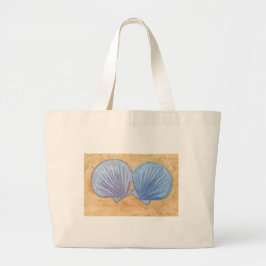 Blaue Lila Muscheln in den Sand-Canvas-Flaggen Jumbo Stoffbeutel