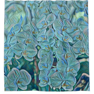 Blaue lila niedliche Orchideen-Blume Duschvorhang