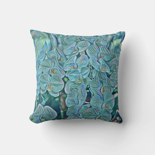 Blaue lila niedliche Orchideen-Blume Kissen (Vorderseite)