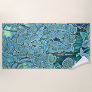 Blaue lila niedliche Orchideen-Blume Strandtuch