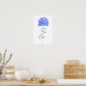 Blaue lila Plumbago auriculata Blume Wasserfarbe Poster (Küche)