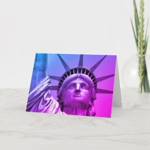 Blaue Lila Pop-Art-Statue der Freiheit New York Karte