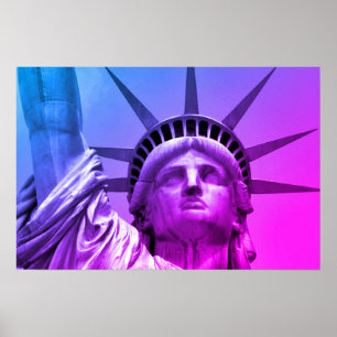 Blaue Lila Pop-Art-Statue der Freiheit New York Poster