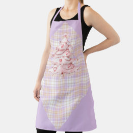 Blaue Lila Rosa Kariert und Weihnachts-Candy-Canes Schürze