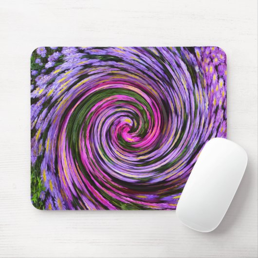 Blaue Lila-rosa Mums Swirl Mousepad (Mit Mouse)