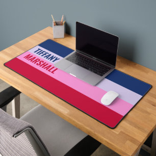 Blaue Lila rosa rote Streifen Muster Personalisier Schreibtischunterlage