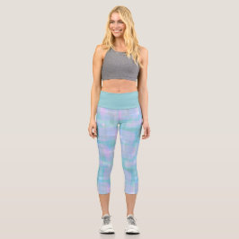 Blaue Lila rosa Wasserfarbe Moderne Capri Leggings