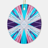 Blaue Lila rosa Winterschneeflocke Festlich Keramik Ornament (Links)