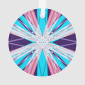 Blaue Lila rosa Winterschneeflocke Festlich Ornament (Rückseite)