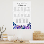 Blaue lila Rose. Hochzeitstabelle 14 Tische Poster (Küche)